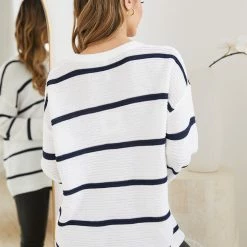 Spicy Sugar CLOTHING Loreley Knit - White Stripe