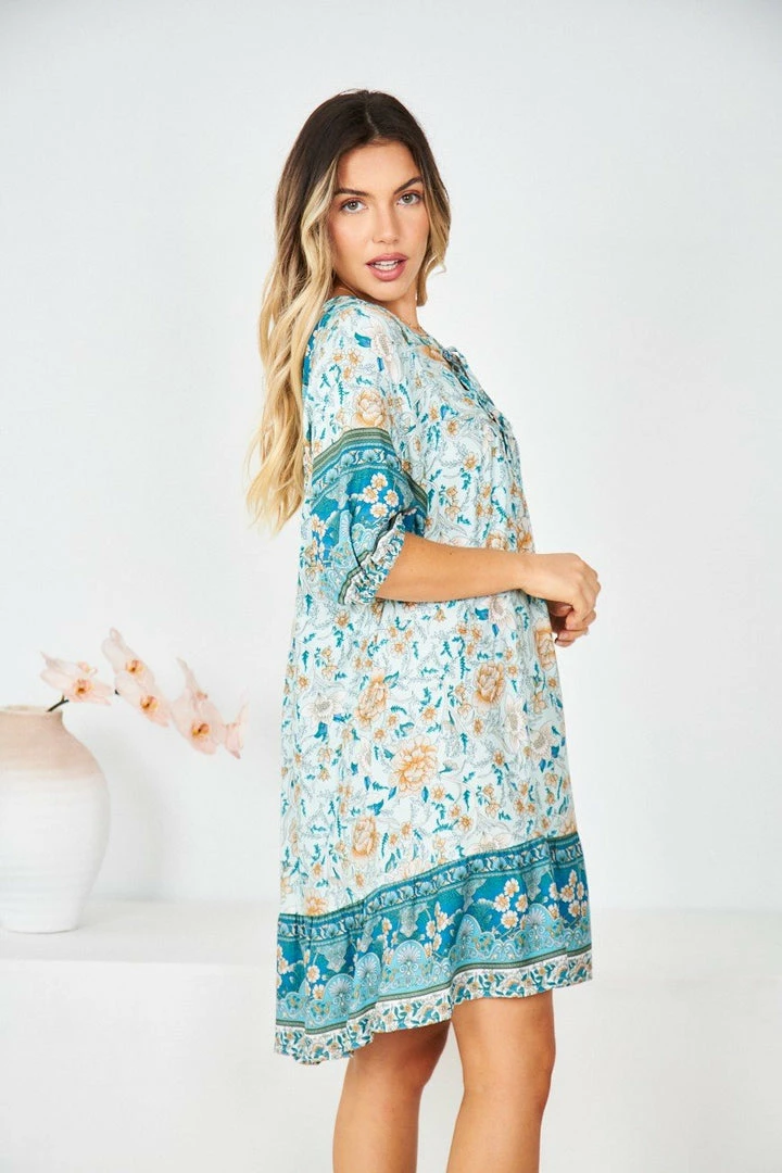 HQ Fashion Luisyana Dress - Green Print CLOTHING 5 HQ Fashion Luisyana Dress - Green Print CLOTHING