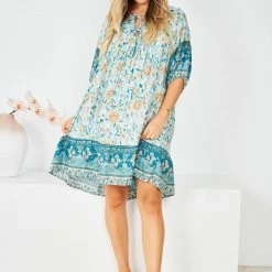 HQ Fashion Luisyana Dress - Green Print CLOTHING 10 HQ Fashion Luisyana Dress - Green Print CLOTHING