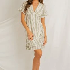 YH & Co (Chloe Yip) CLOTHING Brielle Dress - Green Stripe