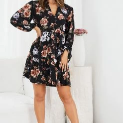 Miracle Fashion Magdaleine Dress - Black Floral CLOTHING
