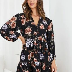 Miracle Fashion Magdaleine Dress - Black Floral CLOTHING