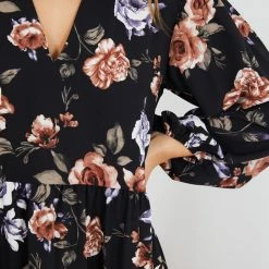 Miracle Fashion Magdaleine Dress - Black Floral CLOTHING