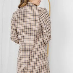 Into Fashion Magnoley Coat - Brown Check CLOTHING