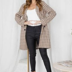 Into Fashion Magnoley Coat - Brown Check CLOTHING 13 Into Fashion Magnoley Coat - Brown Check CLOTHING