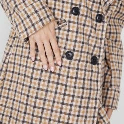Into Fashion Magnoley Coat - Brown Check CLOTHING 15 Into Fashion Magnoley Coat - Brown Check CLOTHING