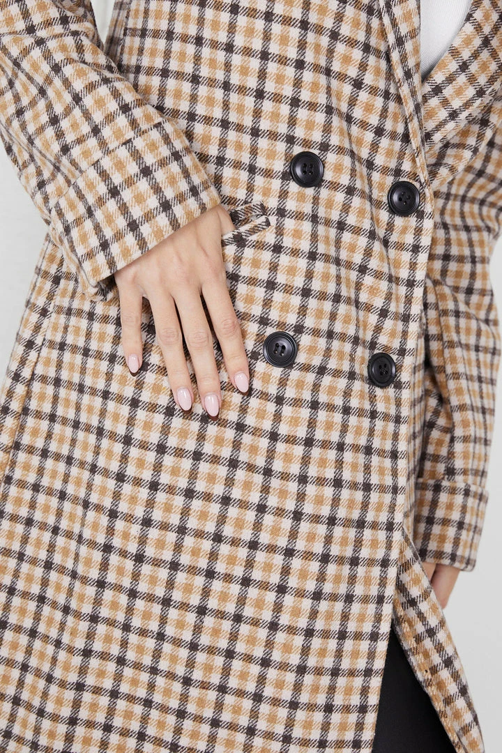 Into Fashion Magnoley Coat - Brown Check CLOTHING 9 Into Fashion Magnoley Coat - Brown Check CLOTHING