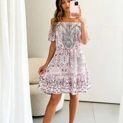 CSA (Lorraine Designs) CLOTHING Mahoa Dress - Pink Print