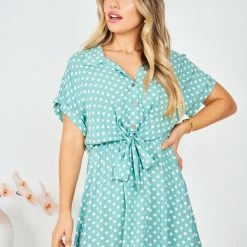 HQ Fashion Makarina Dress - Sage Polka