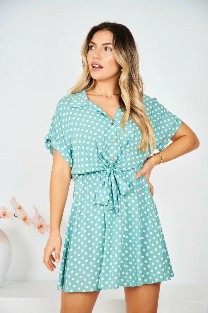 HQ Fashion Makarina Dress - Sage Polka 3 HQ Fashion Makarina Dress - Sage Polka