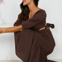 Pink Diamond Makenna Dress - Brown CLOTHING