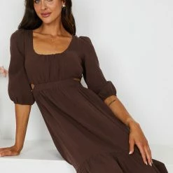 Pink Diamond Makenna Dress - Brown CLOTHING