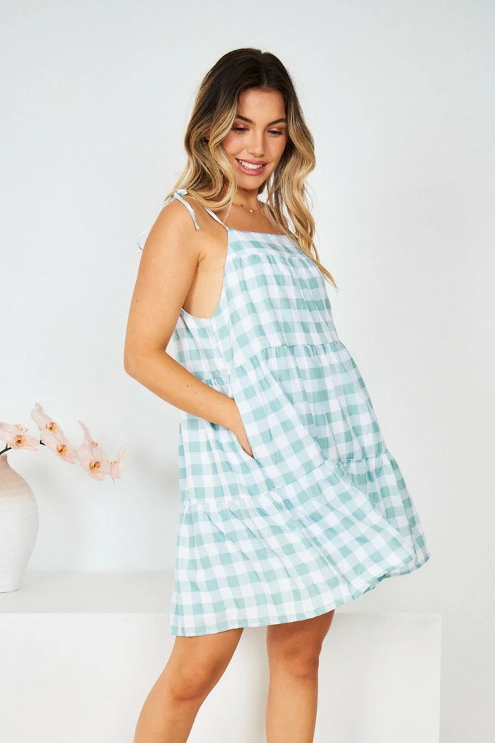 Style Box Marylyn Dress - Sage Gingham 6 Style Box Marylyn Dress - Sage Gingham