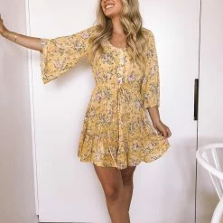 Desire CLOTHING Micaela Dress - Yellow Print