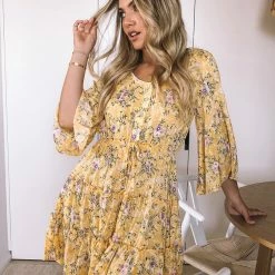 Desire CLOTHING Micaela Dress - Yellow Print