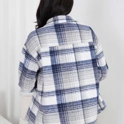 Miracle Fashion Mikoly Shirt Jacket - Blue Check