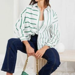 Desire CLOTHING Moirah Top - White Stripe