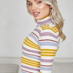 Pink Diamond Monteza Knit Top - Multi Stripe CLOTHING