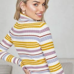 Pink Diamond Monteza Knit Top - Multi Stripe CLOTHING