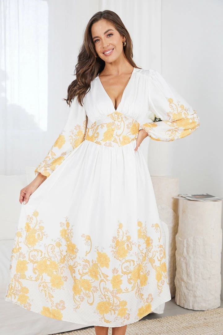 Wild Ginger Nicolene Dress - White Print CLOTHING 3 Wild Ginger Nicolene Dress - White Print CLOTHING