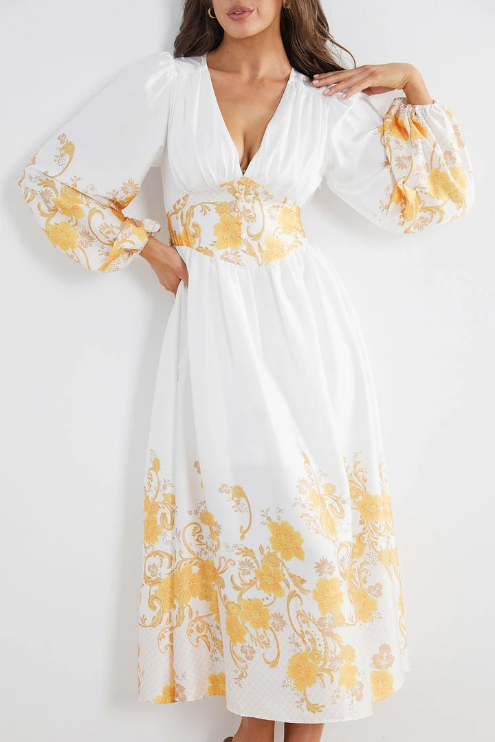 Wild Ginger Nicolene Dress - White Print CLOTHING 6 Wild Ginger Nicolene Dress - White Print CLOTHING