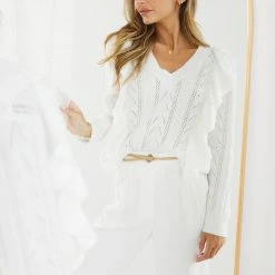 Miracle Fashion Nieva Jumper - White CLOTHING 14 Miracle Fashion Nieva Jumper - White CLOTHING