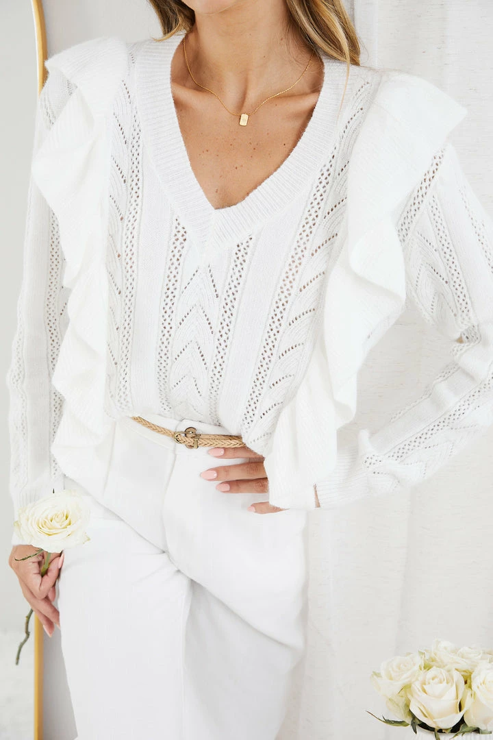 Miracle Fashion Nieva Jumper - White CLOTHING 3 Miracle Fashion Nieva Jumper - White CLOTHING