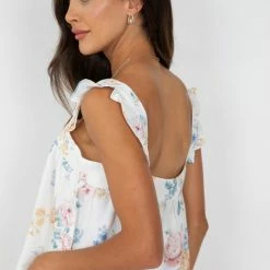 Desire Noella Top - White Floral CLOTHING
