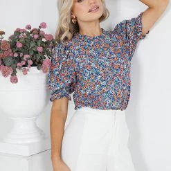 Style Box CLOTHING Normad Top - Blue Floral