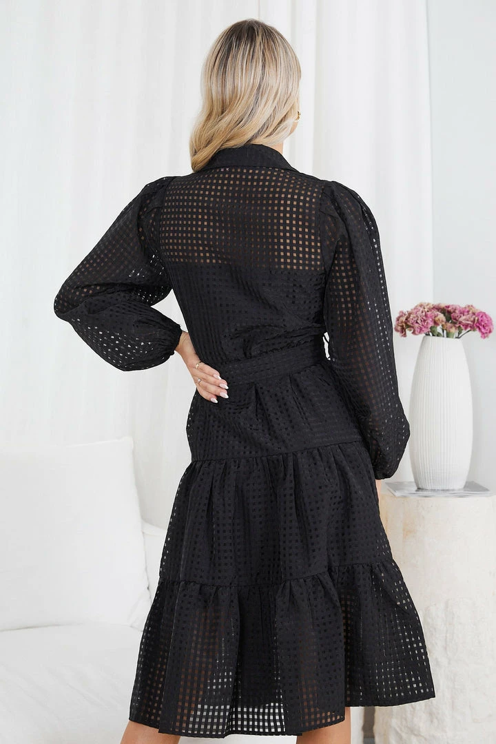 Sunny Girl Notepad Long Sleeve Dress - Black CLOTHING 4 Sunny Girl Notepad Long Sleeve Dress - Black CLOTHING