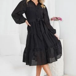 Sunny Girl Notepad Long Sleeve Dress - Black CLOTHING 13 Sunny Girl Notepad Long Sleeve Dress - Black CLOTHING