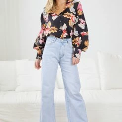 Style Box CLOTHING Odesha Shirt - Black Floral