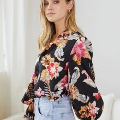 Style Box CLOTHING Odesha Shirt - Black Floral