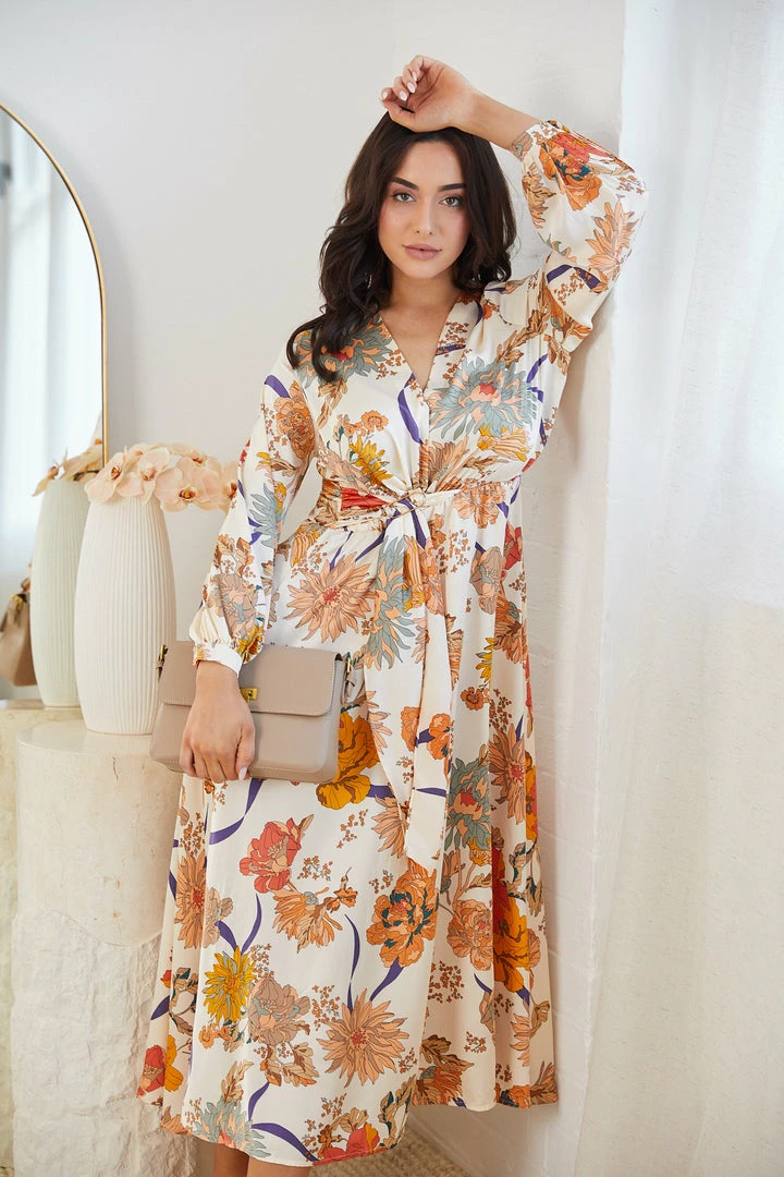 Qtrend Fashion PTY LTD CLOTHING Orlace Dress - Cream Floral 8 Qtrend Fashion PTY LTD CLOTHING Orlace Dress - Cream Floral