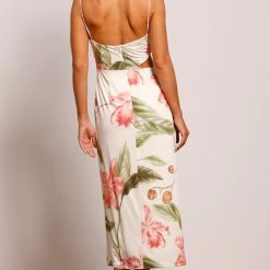 Pasduchas Palmarosa Twist Midi - Ivory Floral CLOTHING