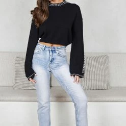 Pink Diamond Patches Knit - Black CLOTHING