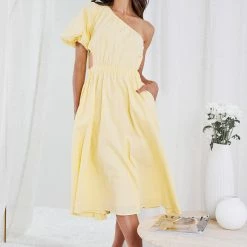 Pink Diamond Perlita Dress - Yellow CLOTHING