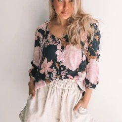 Label Of Love CLOTHING Marha Top - Navy Print