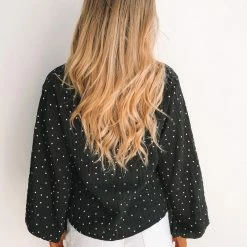 Into Fashion CLOTHING Sakura Blouse - Black Print