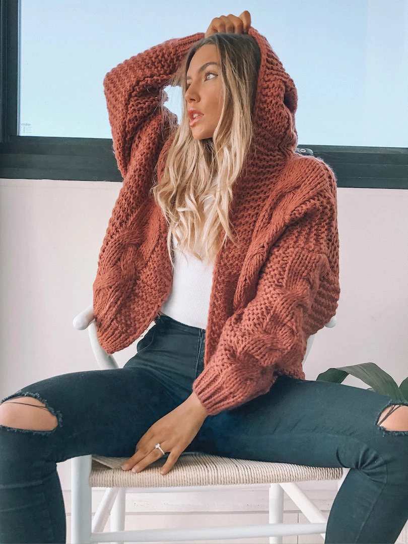 HQ Fashion Jorja Cardigan - Dark Rust 3 HQ Fashion Jorja Cardigan - Dark Rust
