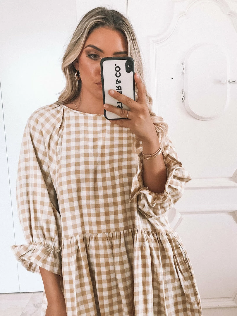 Ebby And I CLOTHING Breonna Dress - Mustard Gingham 6 Ebby And I CLOTHING Breonna Dress - Mustard Gingham