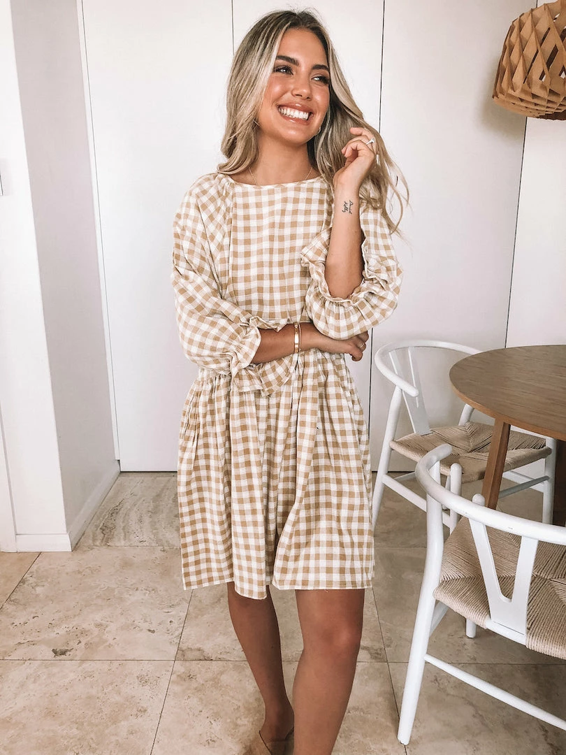 Ebby And I CLOTHING Breonna Dress - Mustard Gingham 3 Ebby And I CLOTHING Breonna Dress - Mustard Gingham