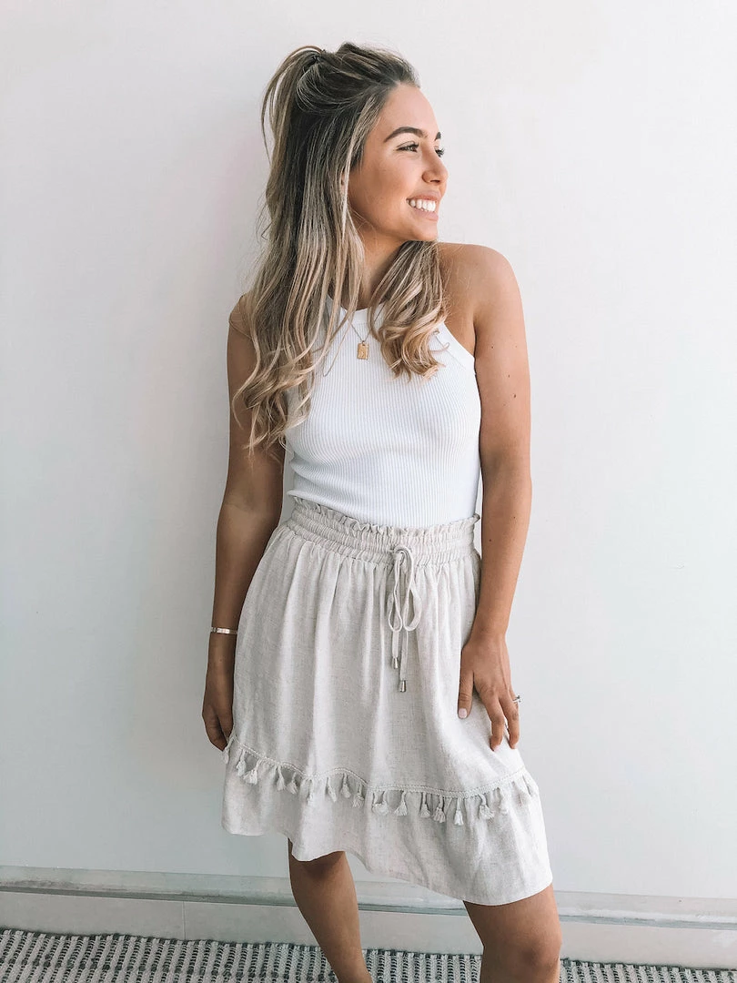 Miracle Fashion Panell Skirt - Beige 3 Miracle Fashion Panell Skirt - Beige