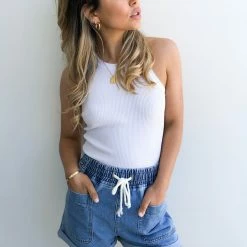 Style Box Pique Shorts - Blue CLOTHING