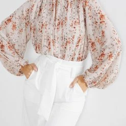 Style Box CLOTHING Puddle Blouse - Beige Floral