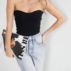 Into Fashion CLOTHING Queenika Tube Top - Black