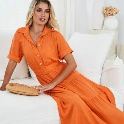 Pink Diamond CLOTHING Raimunda Dress - Orange