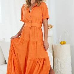 Pink Diamond CLOTHING Raimunda Dress - Orange