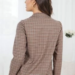 Style Box CLOTHING Raphaelly Blazer - Brown Gingham