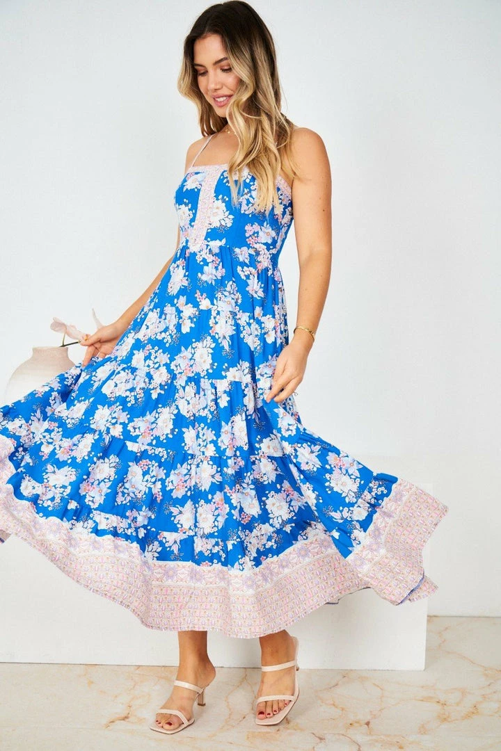 WeLove Fashion Reina Dress - Blue Print CLOTHING 3 WeLove Fashion Reina Dress - Blue Print CLOTHING